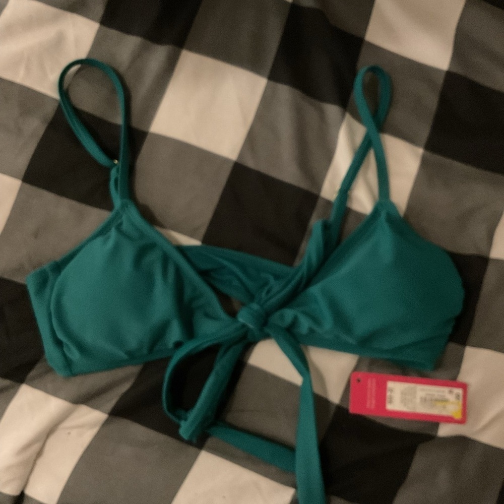 Xhilaration Teal Adjustable Halter Bikini Top
